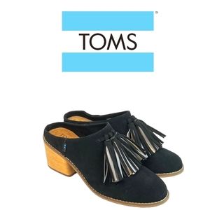 TOMS Leila Tassel Block Heel Mules Womens Size 8.5 M Heels 10012479